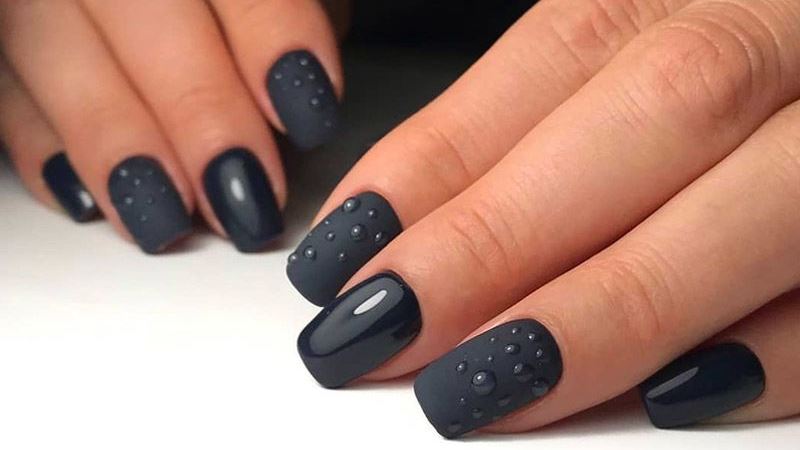 Trendy Black on Black Nail Art Inspiration
